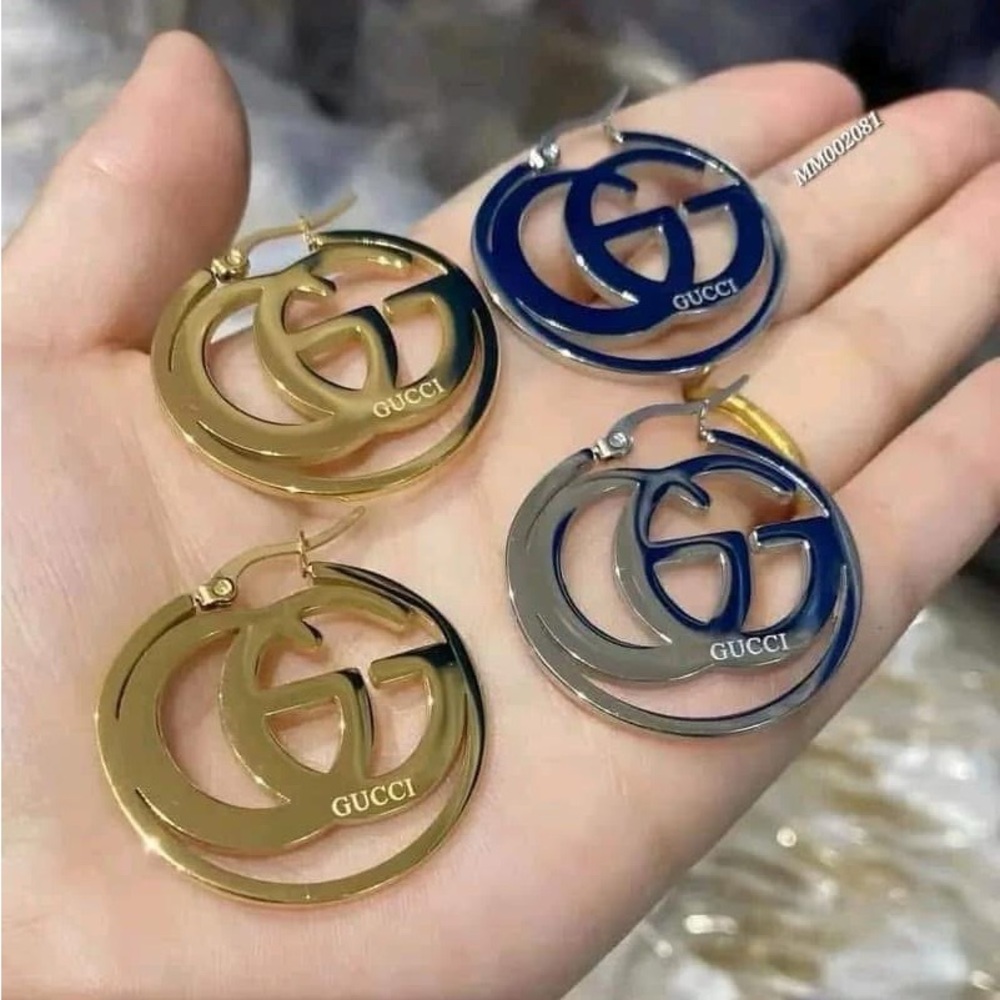Stainless steel Gold and Silver Logo Earrings